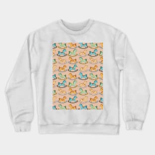 Cute and Adorable Rocking Horse Seamless Pattern Design Crewneck Sweatshirt
